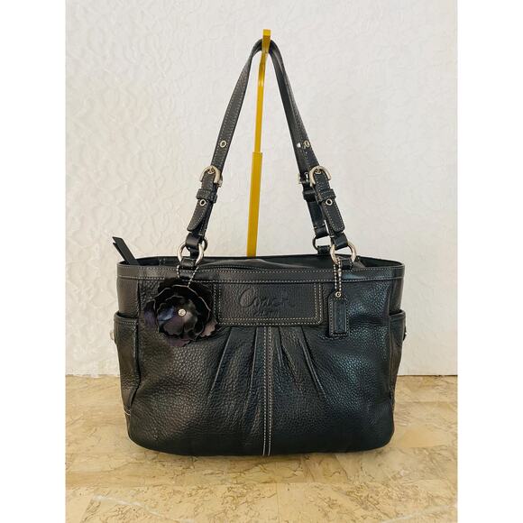 RARE LIMITED EDITION COach gallery black TOTe LEather SHoulder BAg tote Z25841 - Picture 1 of 9